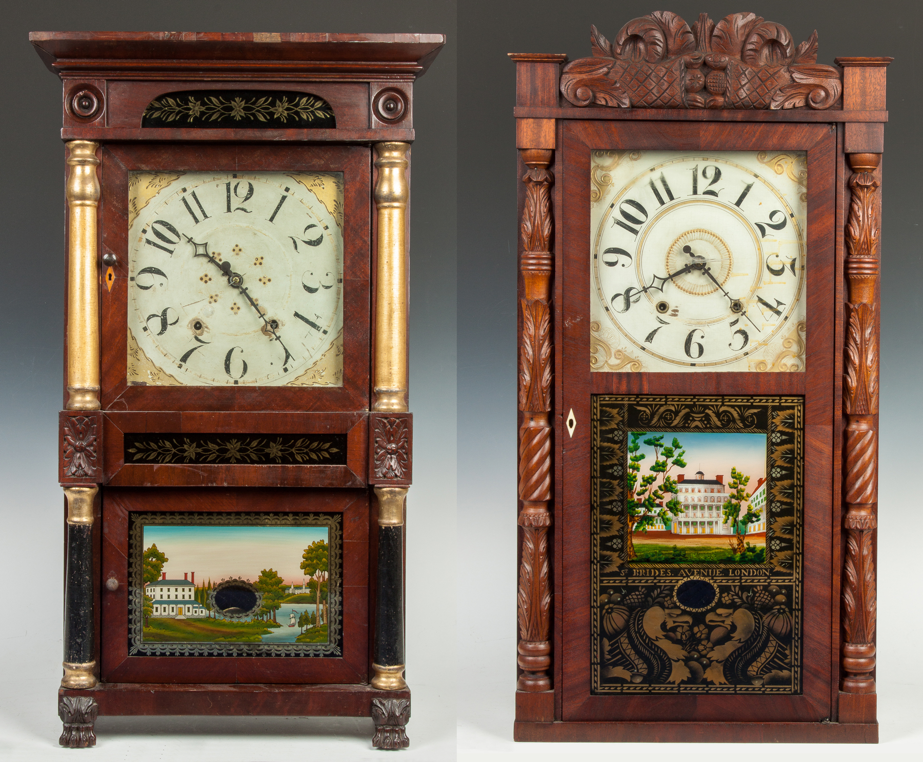 Appraisal: Riley Whiting Winchester CT Jerome Darrow Bristol CT Shelf Clocks