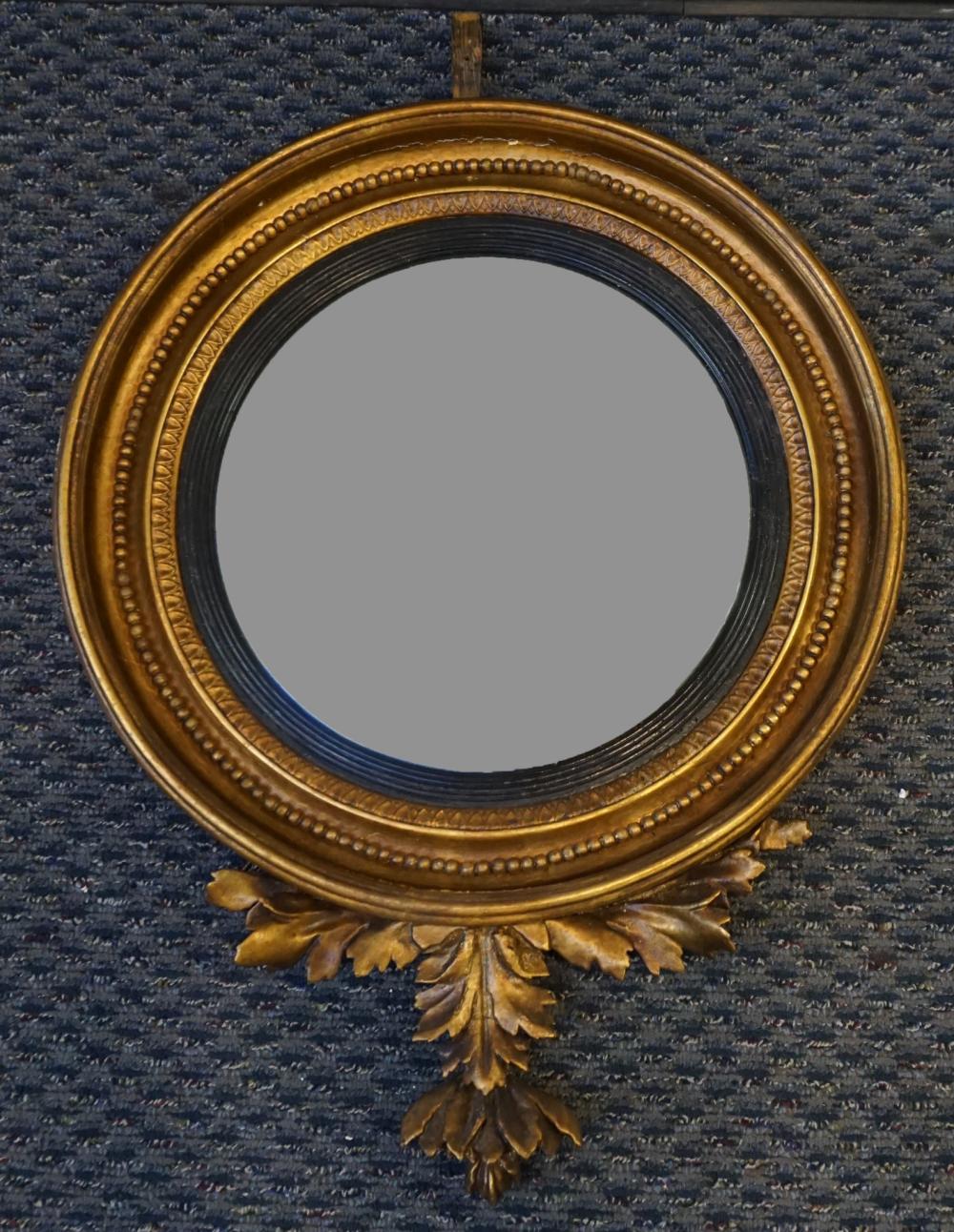 Appraisal: FEDERAL STYLE PARCEL EBONIZED AND GILT DECORATED CONVEX MIRROR DIAMETER