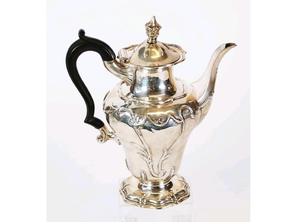 Appraisal: EDWARD VII EMBOSSED SILVER COFFEE POT BY WALTER CHARLES SISSONS