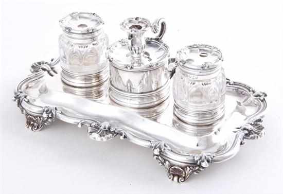 Appraisal: William IV sterling inkstand by Matthew Boulton Birmingham dated footed