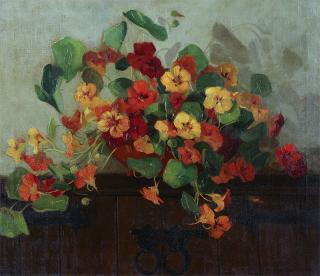 Appraisal: Nell Walker Warner ''Nasturtiums'' still life signed lower right Nell