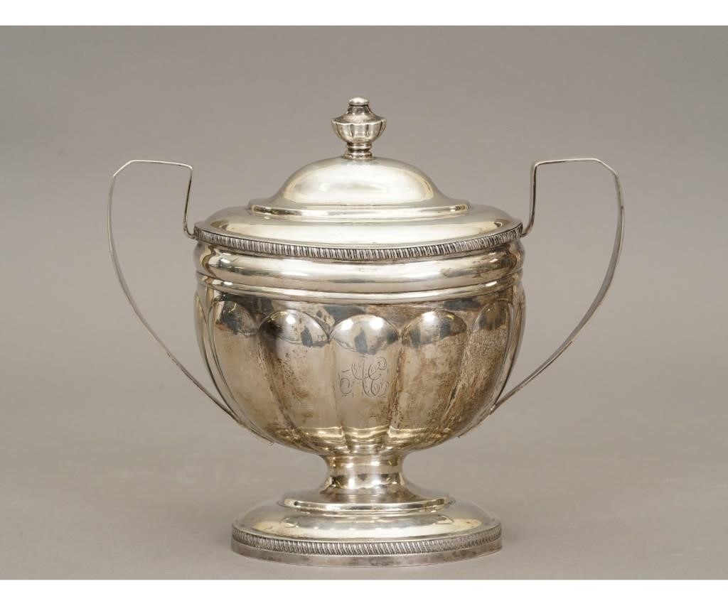 Appraisal: Coin silver covered sugar bowl by Joseph Shoemaker Philadelphia circa