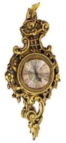 Appraisal: Rococo style cartel clock Junghans late th c giltwood rocaille