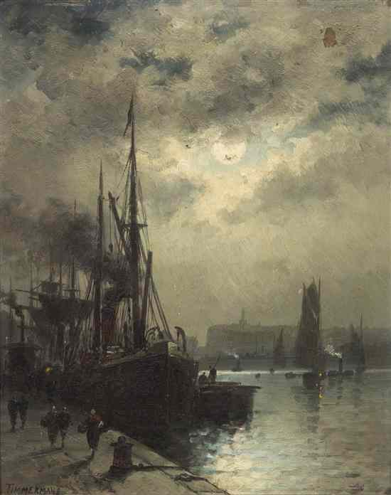 Appraisal: Louis Etienne Timmermans French - Harbor Scene oil on canvas