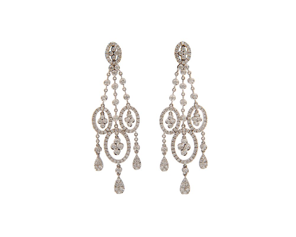 Appraisal: K Gold and Diamond Pendant Earrings K Gold and Diamond