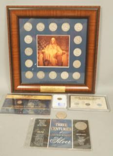 Appraisal: Lot of Sorted US Coins Framed complete Franklin Silver half