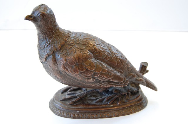 Appraisal: LATE TH CENTURY BRONZE PARTRIDGE FIGURE