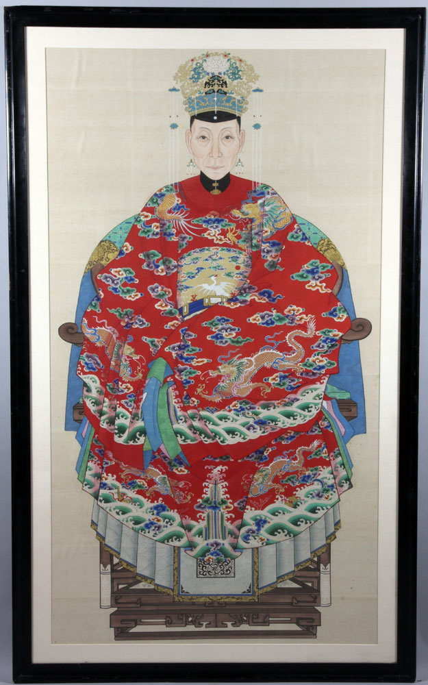 Appraisal: - th C Chinese Ancestral Portrait th century Chinese ancestral