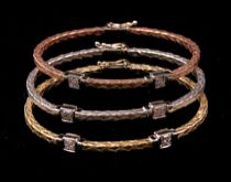 Appraisal: Three Contemporary Italian Diamond K Gold Bracelets Three bracelets in