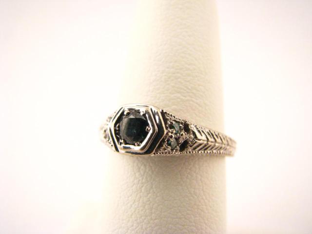 Appraisal: Lady's K white gold ring with irradiated blue diamond size