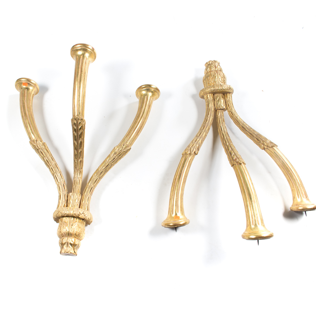 Appraisal: Pair of giltwood candle sconces approimately ft each