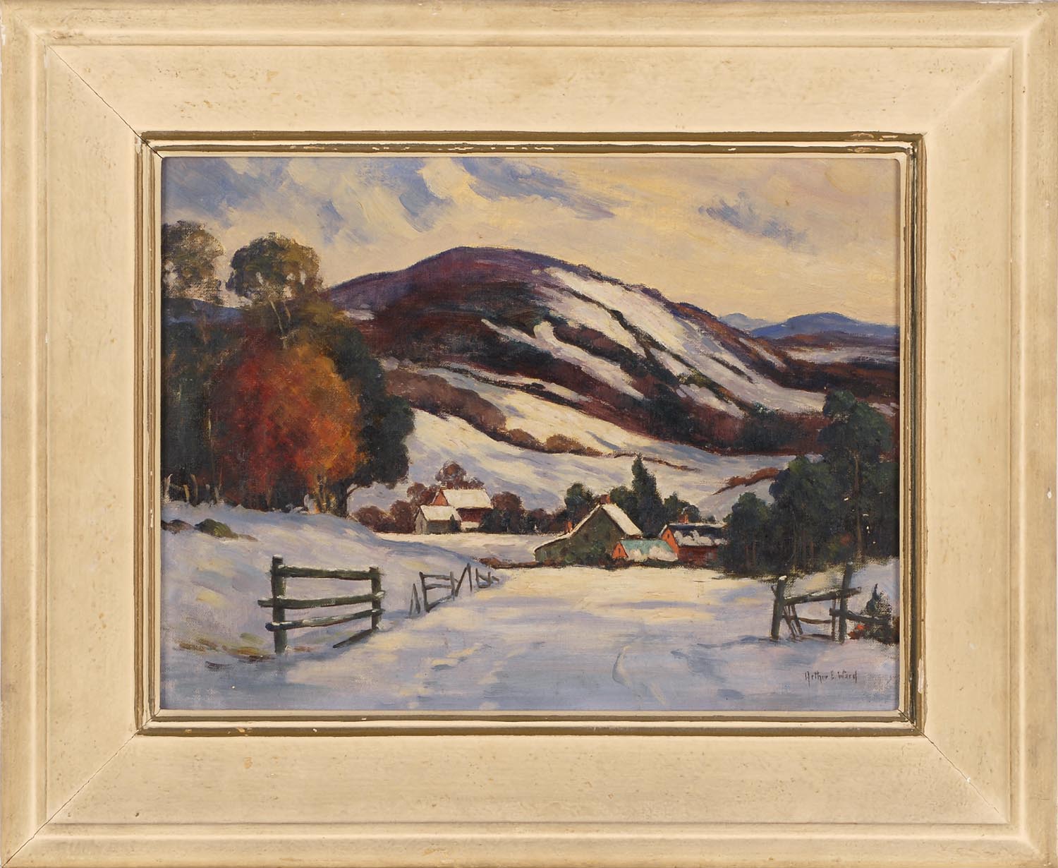 Appraisal: FRAMED PAINTING ARTHUR E WARD American - Winter in New