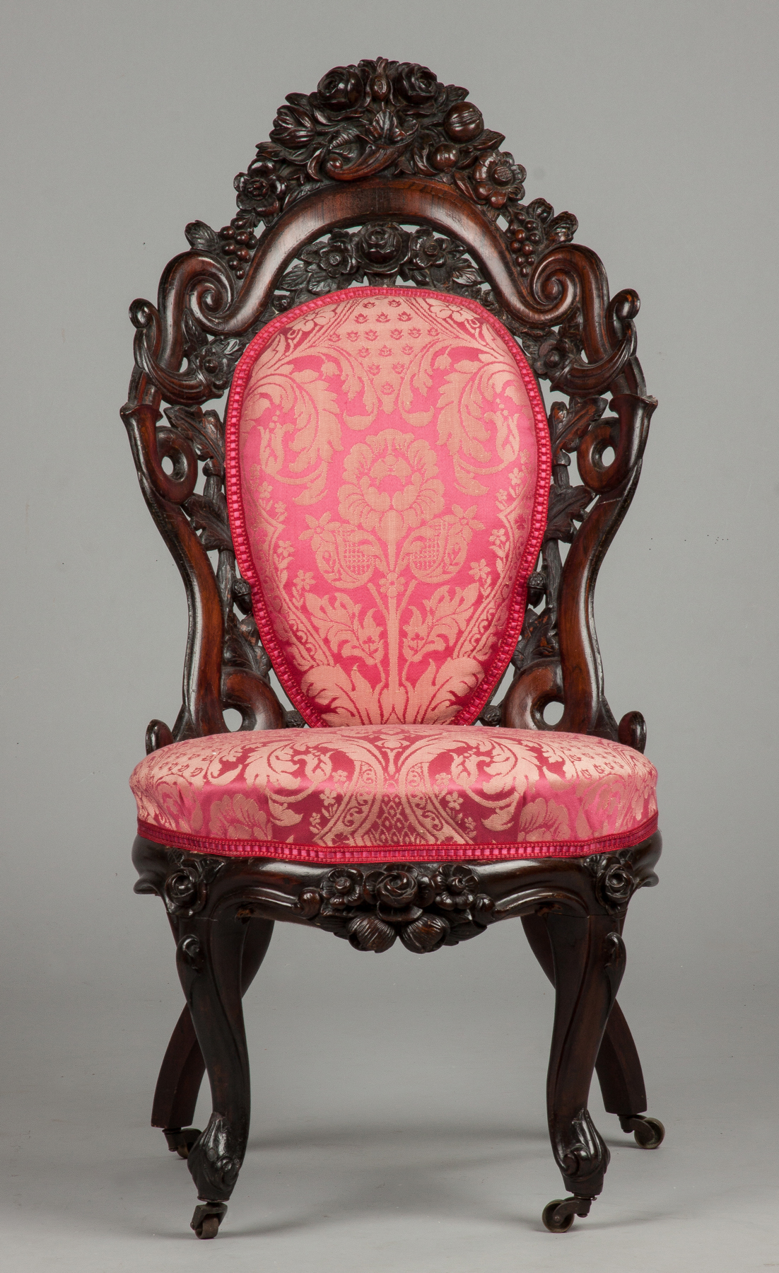 Appraisal: Fine John Henry Belter Carved Laminated Rosewood Side Chair th