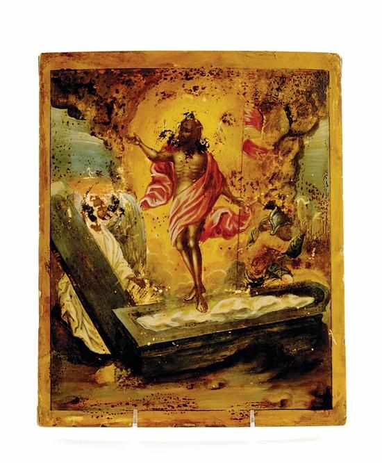 Appraisal: Russian Icon th century THE RESURRECTION OF CHRIST oil on