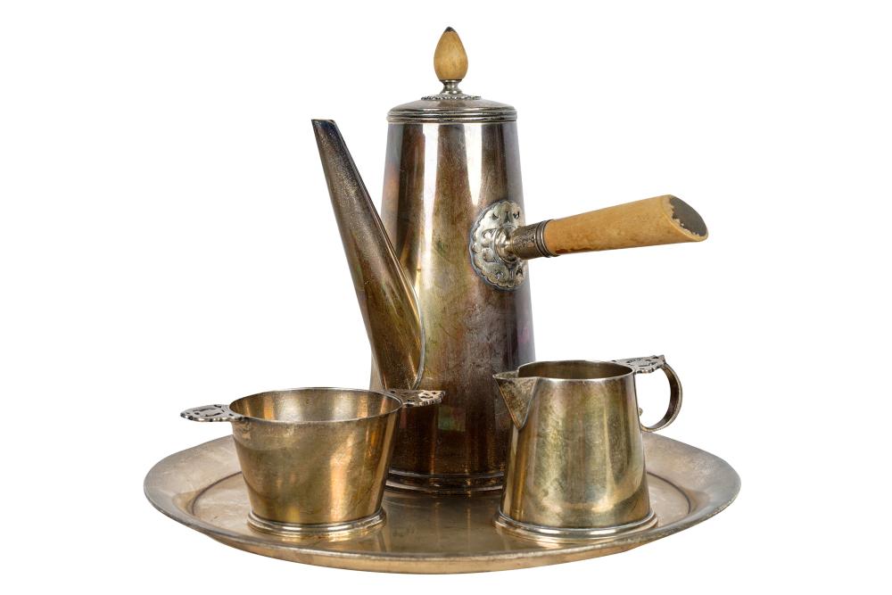 Appraisal: TIFFANY CO FOUR-PIECE COFFEE SETcomprising a tray coffee pot sugar