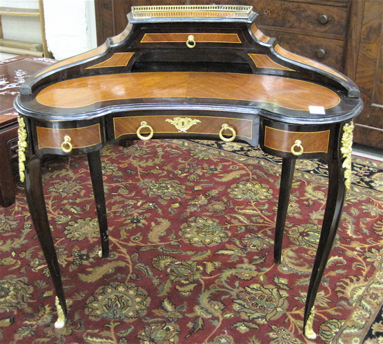 Appraisal: LOUIS XV STYLE BUREAUX DE DAME a kidney-shaped mahogany writing