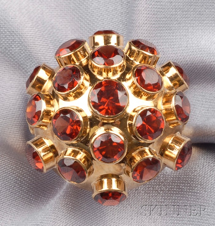 Appraisal: kt Gold and Spessartite Garnet Dome Ring dwt size