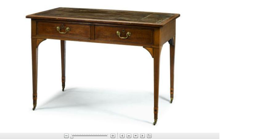 Appraisal: George III mahogany line inlay library deskcirca