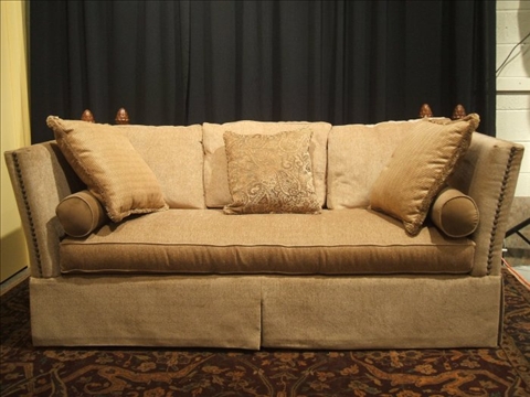 Appraisal: NINA CAMPBELL RENAISSANCE STYLE SOFA The rectangular oversized frame cresting