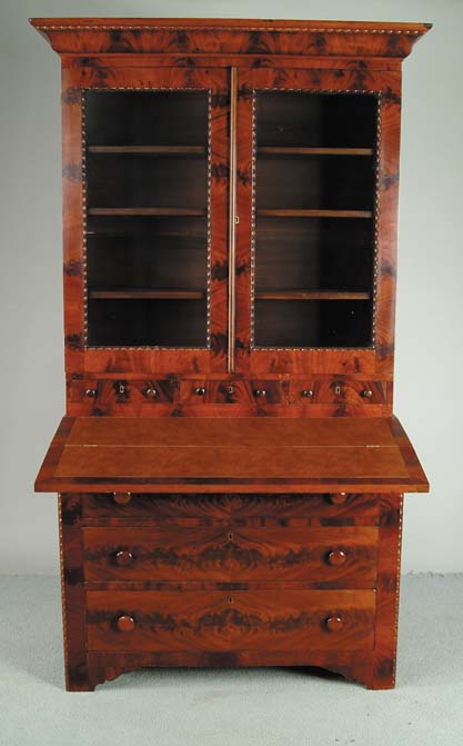 Appraisal: TWO PIECE MAHOGANY ANTIQUE SECRETARY Top section with ogee molded