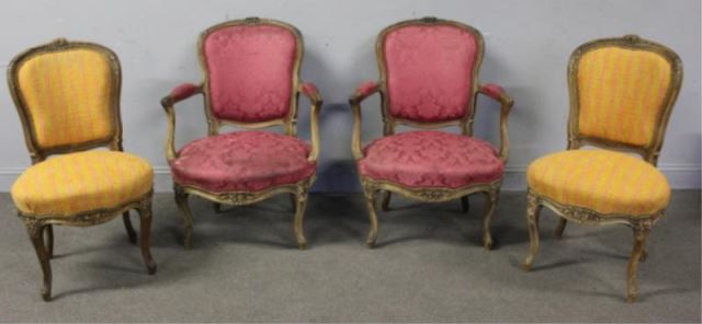 Appraisal: Set of Four Antique French Chairs Well carved From a