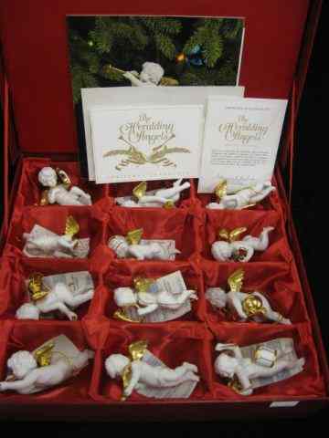 Appraisal: Set of Heralding Angel Christmas Ornaments bisque porcelain with gold