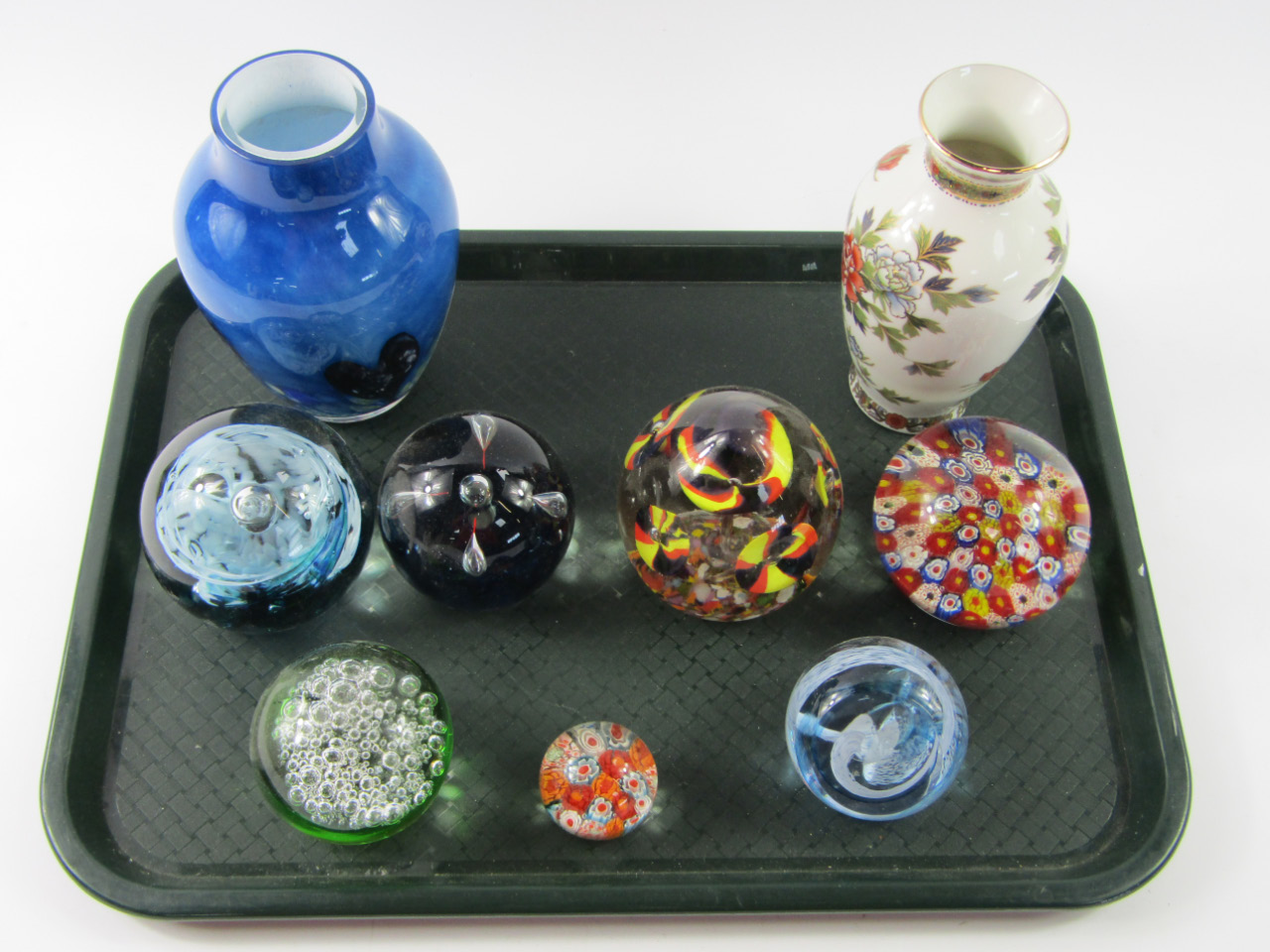 Appraisal: Paperweights and glassware to include a Selkirk Glass Spring Tide