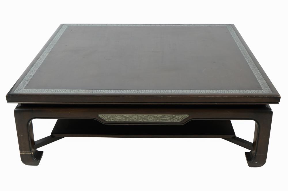 Appraisal: CHINESE-STYLE METAL-INLAID COFFEE TABLECondition surface scratches and general nicks throughout