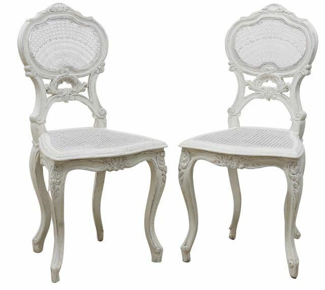 Appraisal: pair Louis XV style cane side chairs late th c