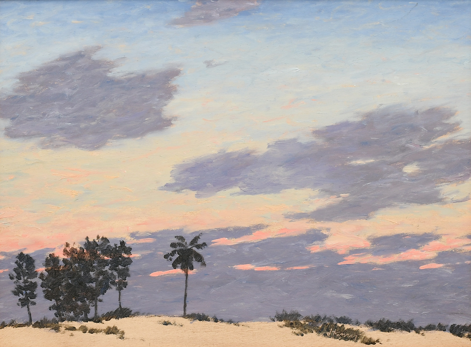 Appraisal: HENRY David American b Palms and Dunes at Sunset Oil