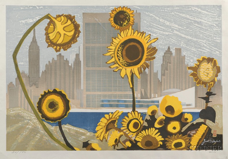 Appraisal: Sekino Jun'ichiro Sunflowers in New York signed in white ink