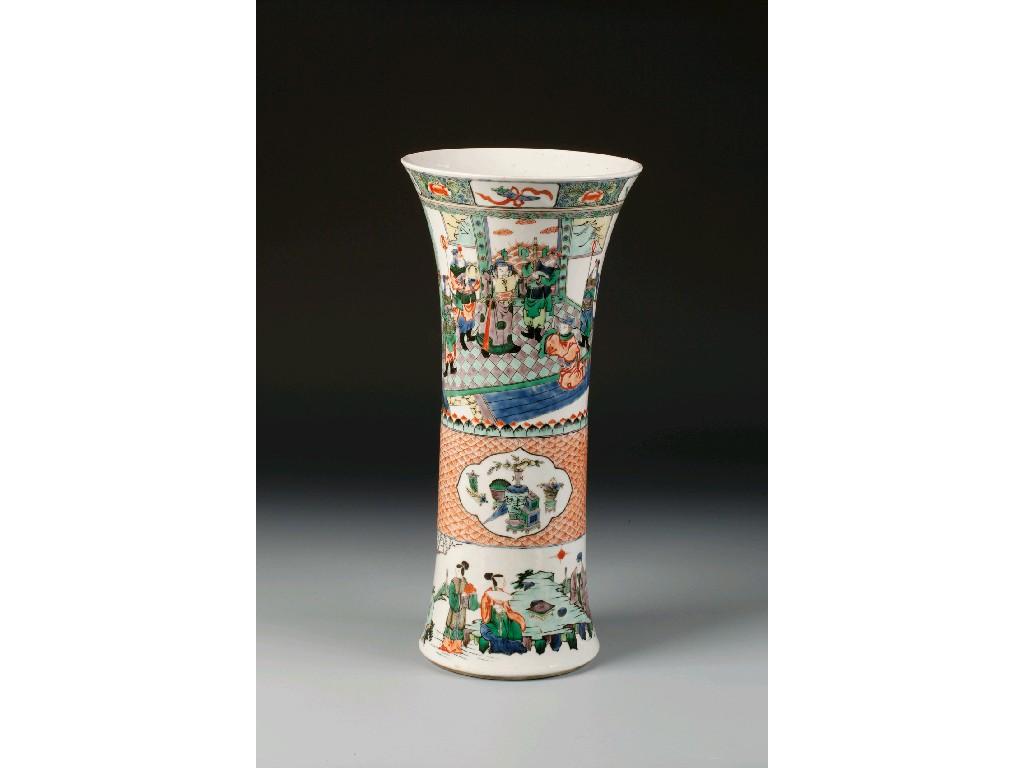 Appraisal: A CHINESE FAMILLE VERTE SLEEVE VASE in the Kangxi style