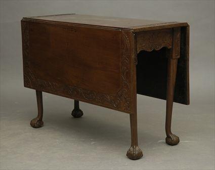 Appraisal: Chippendale-Style Carved Mahogany Drop-Leaf Table x x in in extended