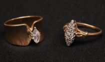 Appraisal: Two K Yellow Gold Diamond Rings Two ladies K yellow