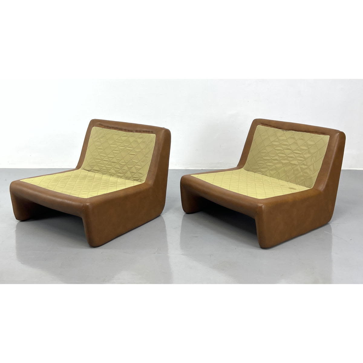 Appraisal: Pr OVERMAN AB Tan Lounge Chairs Swedish Modern Missing Cushions