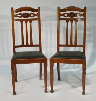 Appraisal: A Set of six dining chairs the back carved with