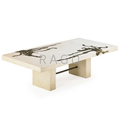 Appraisal: SILAS SEANDEL b Coffee table New York s Concrete textured