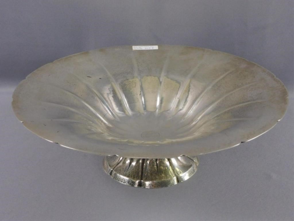 Appraisal: TIFFANY CO MONUMENTAL STERLING SILVER FOOTEDcenter bowl peddle and ribbed