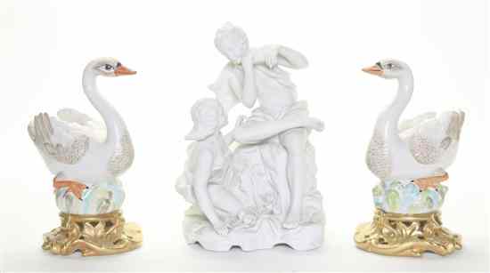 Appraisal: A Pair of Mottahedah Porcelain Swans together with a bisque