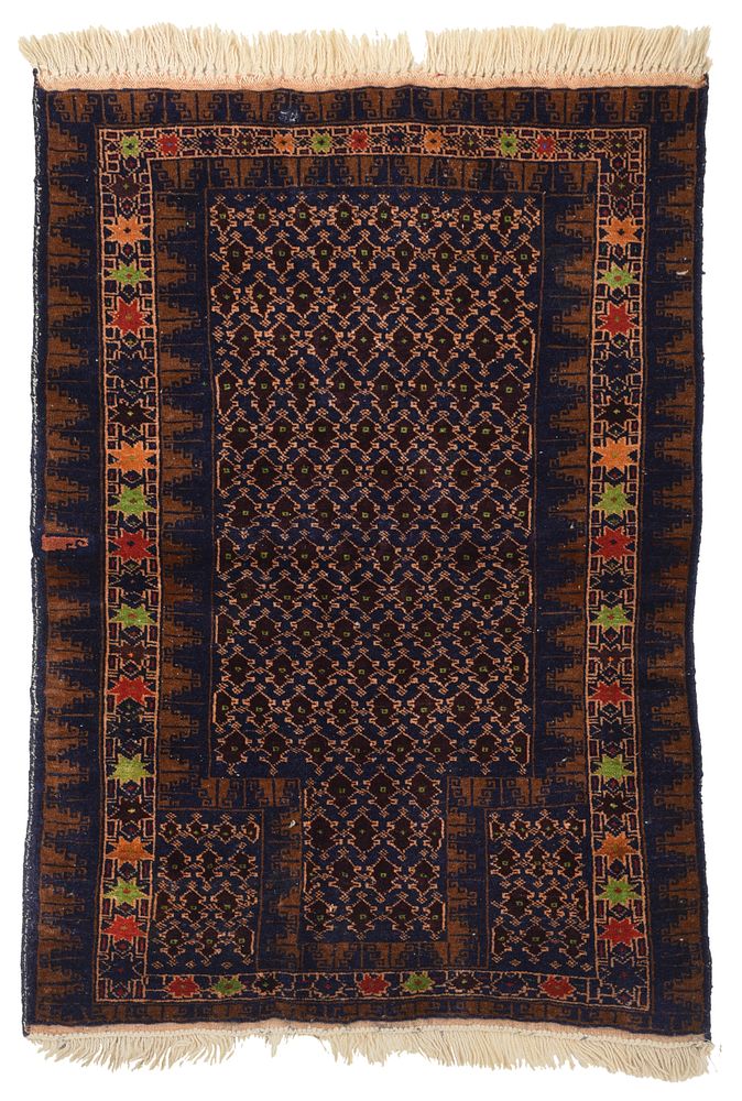 Appraisal: Prayer Rug th century dark blue field with all over