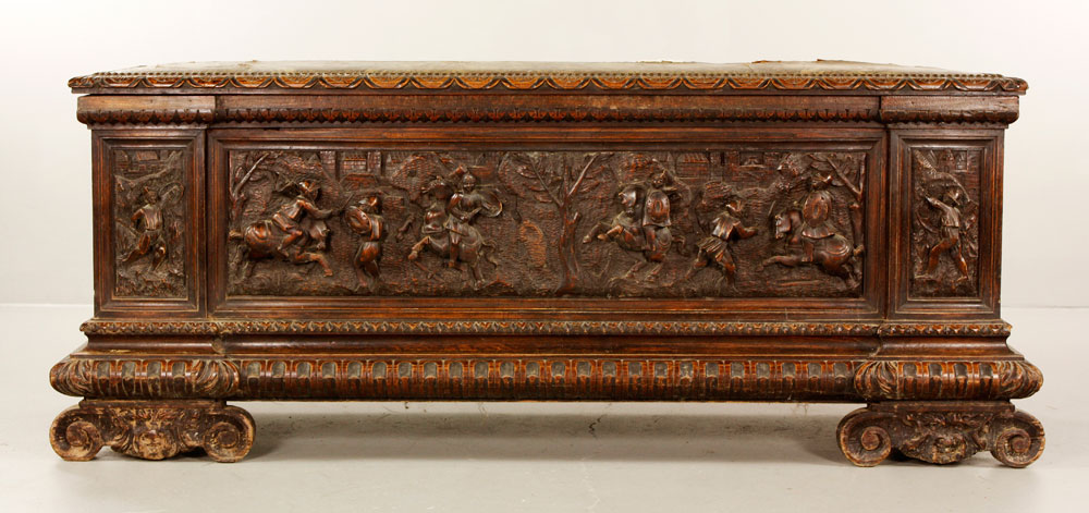 Appraisal: - th C Italian Cassone th century Italian cassone oak