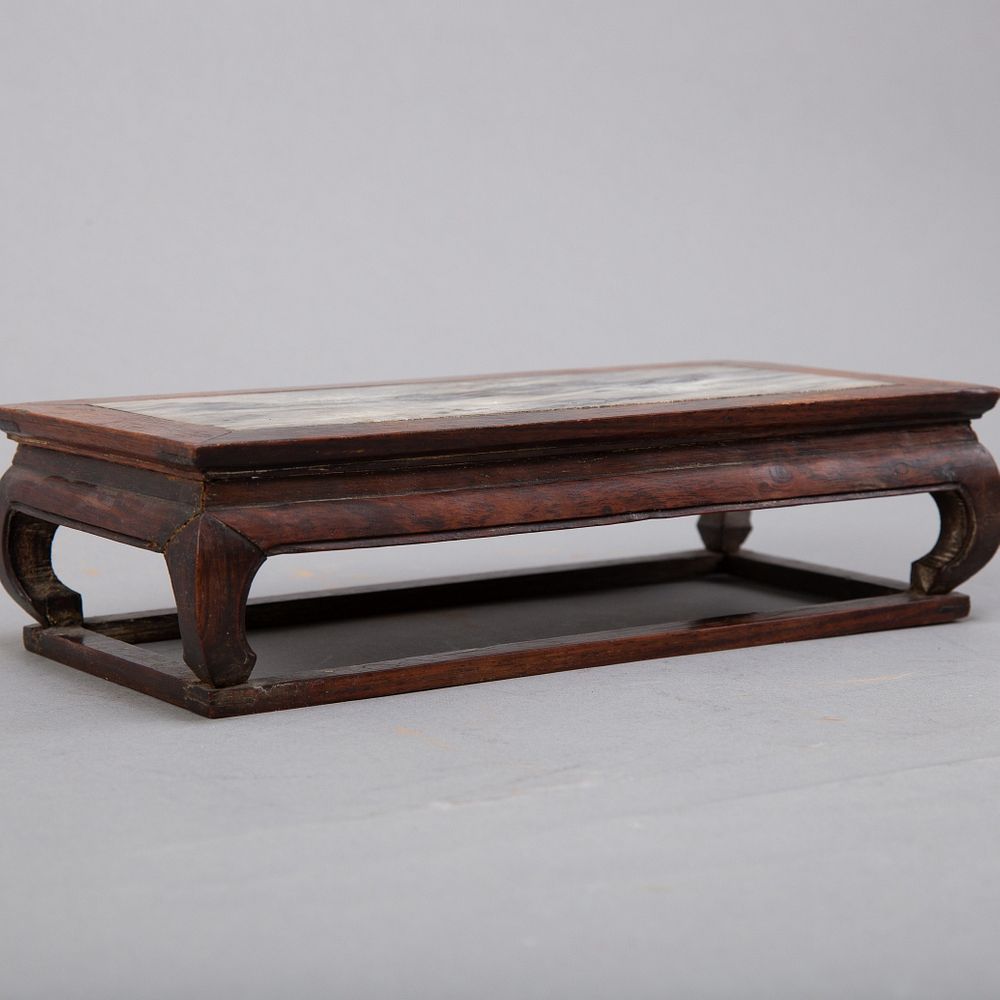 Appraisal: Chinese Early Qing Hardwood Stand with Marble Exceptional Chinese hardwood