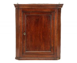 Appraisal: English Oak Paneled Corner Cabinet or Cupboard English th century