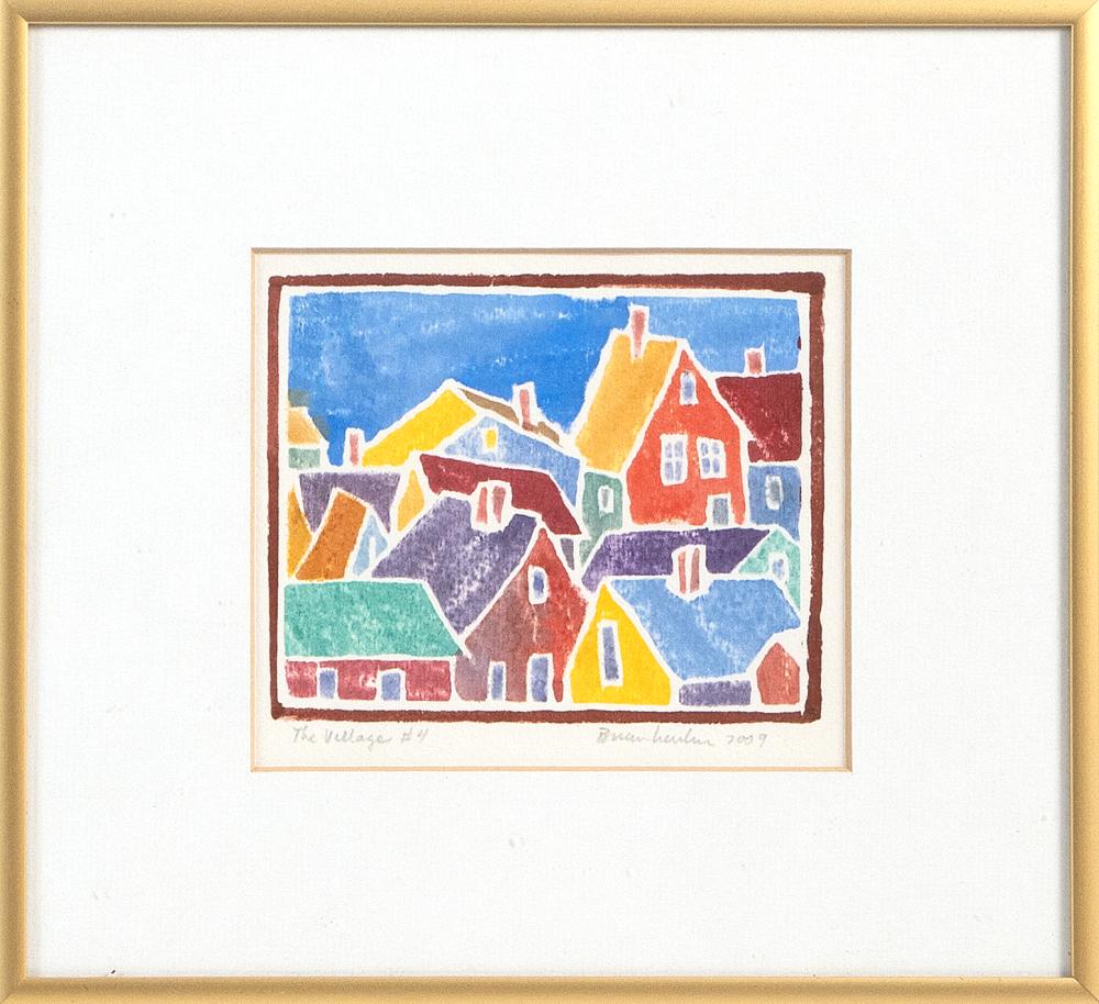 Appraisal: BRIAN LARKIN RHODE ISLAND MASSACHUSETTS CONTEMPORARY THE VILLAGE WHITE-LINE COLORED