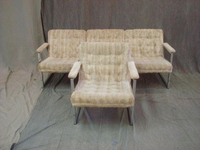 Appraisal: Midcentury Chrome Upholstered CHROMCRAFT Arm Chair Sofa Upholstered in tan