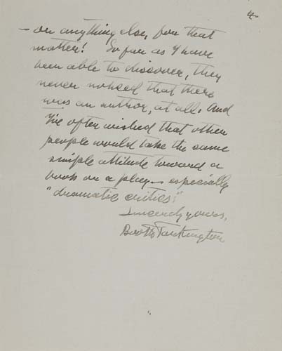 Appraisal: TARKINGTON BOOTH Autograph Letter Signed to My dear Mr Starrett