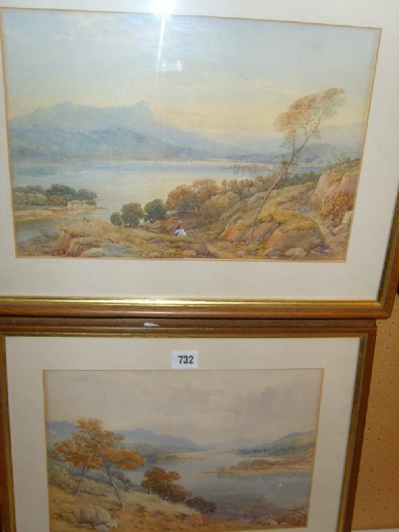 Appraisal: A pair of th century watercolours of extensive mountainous landscapes