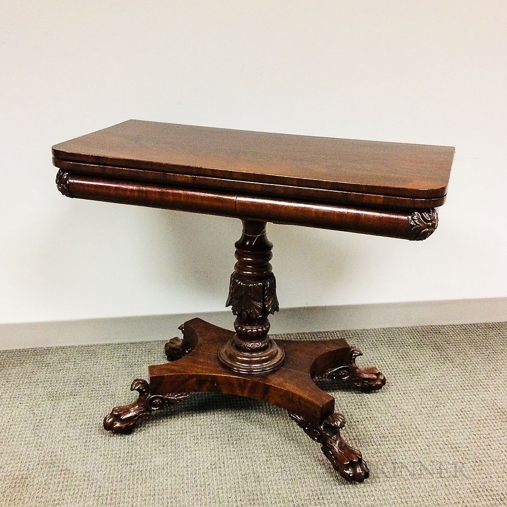 Appraisal: Classical Carved Mahogany Card Table Classical Carved Mahogany Card Table