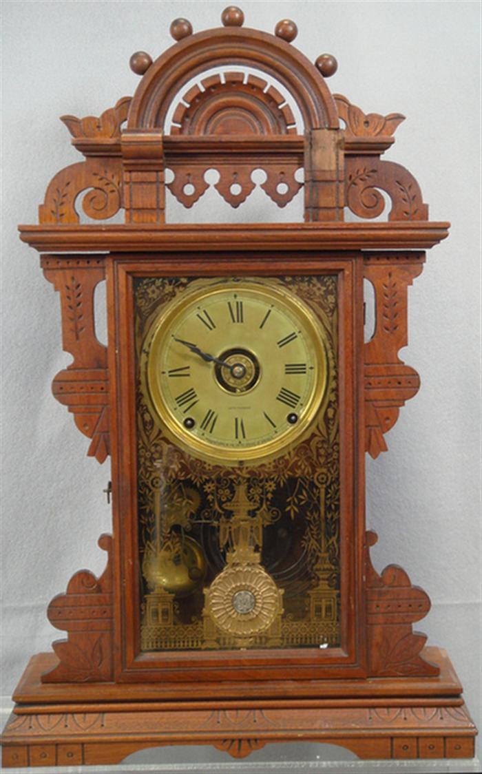 Appraisal: Seth Thomas walnut balltop Eclipse mantle clock missing small pc