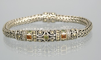 Appraisal: A Signed John Hardy k and Sterling Silver Chain Bracelet